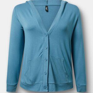 Torrid size 0 light French Terry Lounge Cardigan Sweater Light Blue size 12